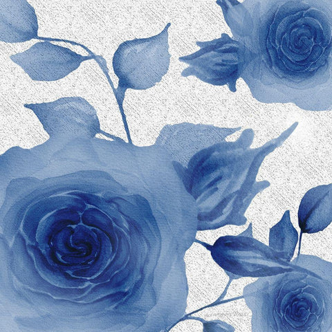 Blue Rose 1 Black Ornate Wood Framed Art Print with Double Matting by Rossi, Lorraine