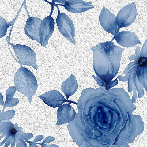 Blue Rose 2 Black Modern Wood Framed Art Print by Rossi, Lorraine