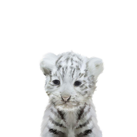 White Tiger White Modern Wood Framed Art Print by Straatsma, Leah