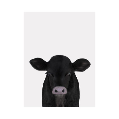 Cute Calf 1 Black Modern Wood Framed Art Print with Double Matting by Straatsma, Leah