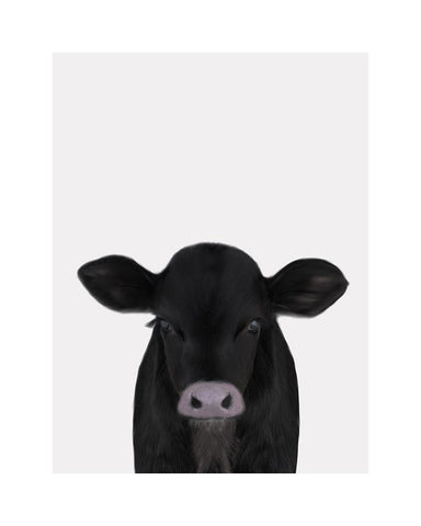 Cute Calf 1 White Modern Wood Framed Art Print with Double Matting by Straatsma, Leah