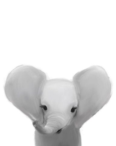 Baby Elephant White Modern Wood Framed Art Print with Double Matting by Straatsma, Leah