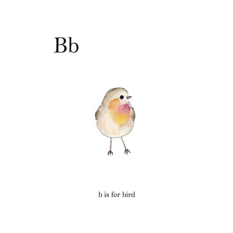 Bb Is For Bird White Modern Wood Framed Art Print by Straatsma, Leah