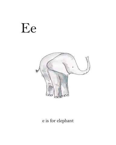 Ee Is For Elephant White Modern Wood Framed Art Print with Double Matting by Straatsma, Leah