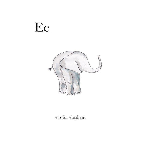 Ee Is For Elephant Black Modern Wood Framed Art Print with Double Matting by Straatsma, Leah