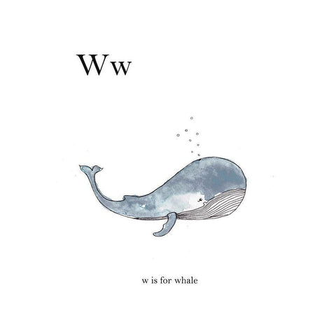 Ww Is For Whale Gold Ornate Wood Framed Art Print with Double Matting by Straatsma, Leah