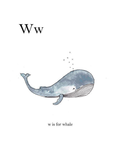 Ww Is For Whale Black Ornate Wood Framed Art Print with Double Matting by Straatsma, Leah