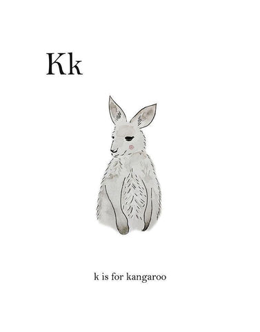 K is for Kangaroo Black Ornate Wood Framed Art Print with Double Matting by Straatsma, Leah