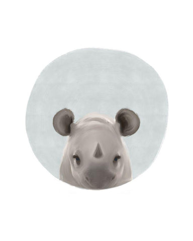 Baby Rhino White Modern Wood Framed Art Print with Double Matting by Straatsma, Leah