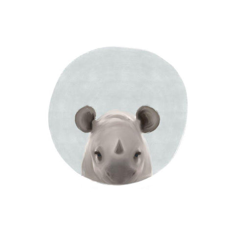 Baby Rhino White Modern Wood Framed Art Print by Straatsma, Leah