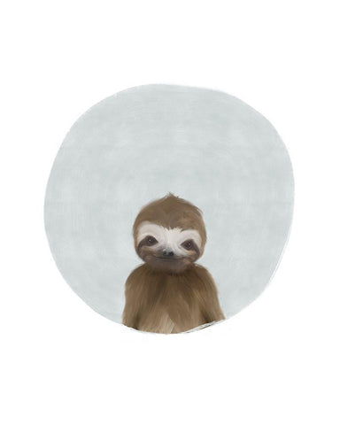 Baby Sloth White Modern Wood Framed Art Print with Double Matting by Straatsma, Leah