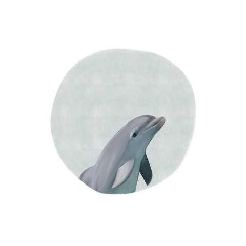 Baby Dolphin Circle Black Modern Wood Framed Art Print with Double Matting by Straatsma, Leah