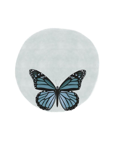 Butterfly Circle White Modern Wood Framed Art Print with Double Matting by Straatsma, Leah