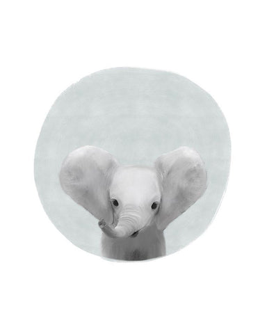 Circle Elephant White Modern Wood Framed Art Print with Double Matting by Straatsma, Leah