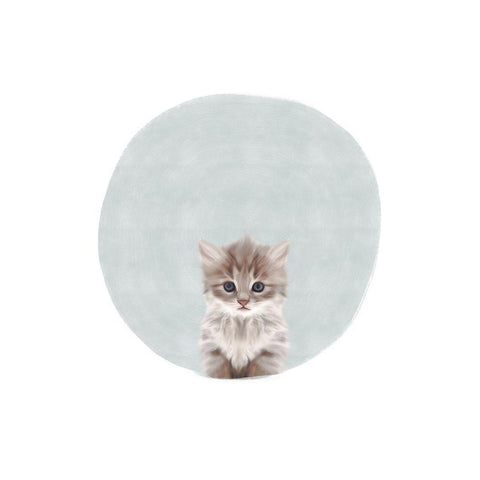 Baby Circle Kitten Black Modern Wood Framed Art Print with Double Matting by Straatsma, Leah