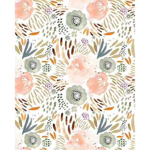 Floral Peach Orange White Modern Wood Framed Art Print by Straatsma, Leah