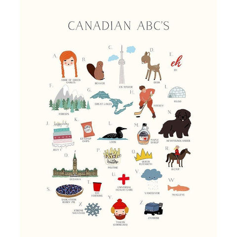 Canadian ABCs White Modern Wood Framed Art Print by Straatsma, Leah