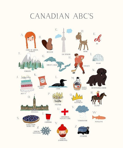 Canadian ABCs White Modern Wood Framed Art Print with Double Matting by Straatsma, Leah