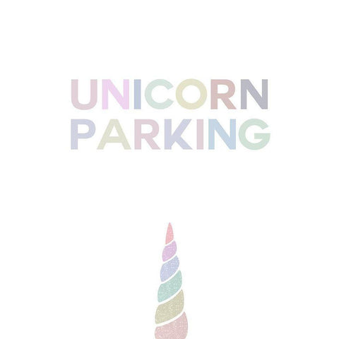 Unicorn Parking White Modern Wood Framed Art Print by Straatsma, Leah