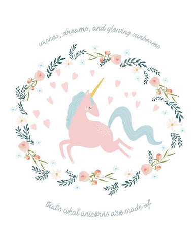 Wishes Dreams Unicorn White Modern Wood Framed Art Print with Double Matting by Straatsma, Leah