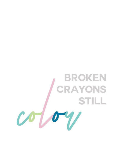 Broken Crayons White Modern Wood Framed Art Print with Double Matting by Straatsma, Leah