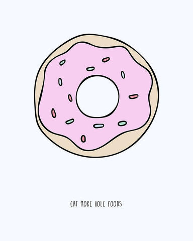 Eat More Hole Foods White Modern Wood Framed Art Print with Double Matting by Straatsma, Leah