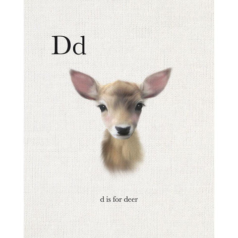 D is for Deer Gold Ornate Wood Framed Art Print with Double Matting by Straatsma, Leah