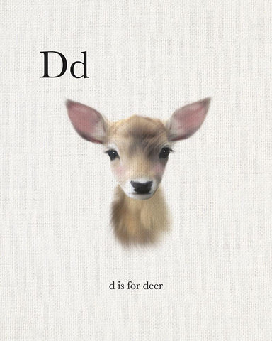 D is for Deer Black Ornate Wood Framed Art Print with Double Matting by Straatsma, Leah