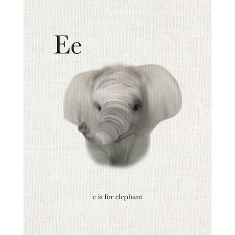 E is for Elephant Black Modern Wood Framed Art Print with Double Matting by Straatsma, Leah