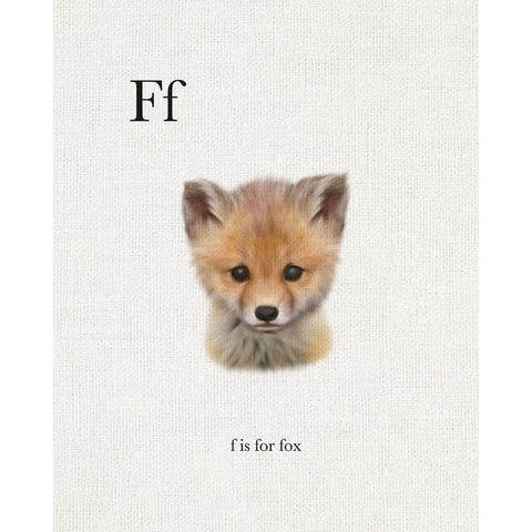 F is for Fox Black Modern Wood Framed Art Print with Double Matting by Straatsma, Leah