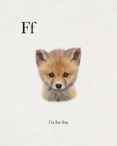 F is for Fox White Modern Wood Framed Art Print with Double Matting by Straatsma, Leah