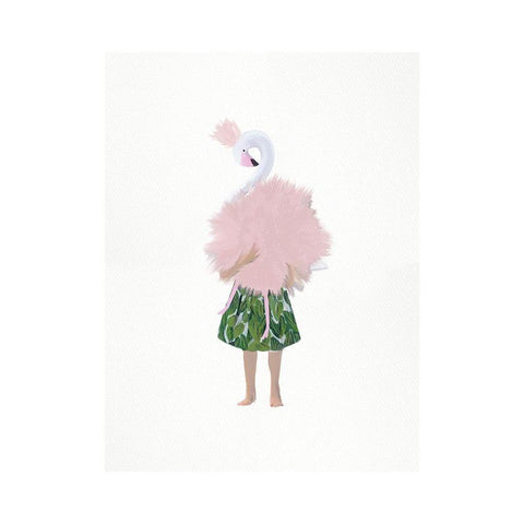 Flamingo Girl White Modern Wood Framed Art Print by Straatsma, Leah