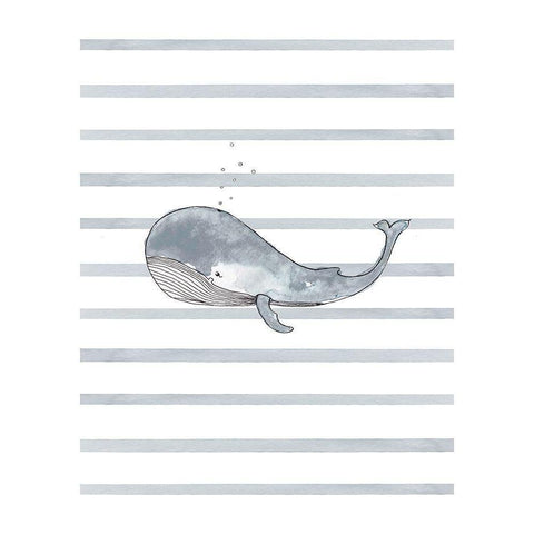 Whale Left Stripes 1 White Modern Wood Framed Art Print by Straatsma, Leah