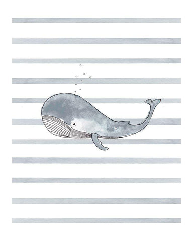 Whale Left Stripes 1 Black Ornate Wood Framed Art Print with Double Matting by Straatsma, Leah