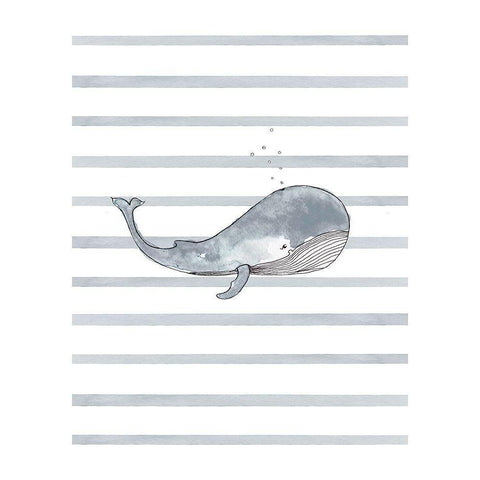 Whale Right Stripes 1 White Modern Wood Framed Art Print by Straatsma, Leah