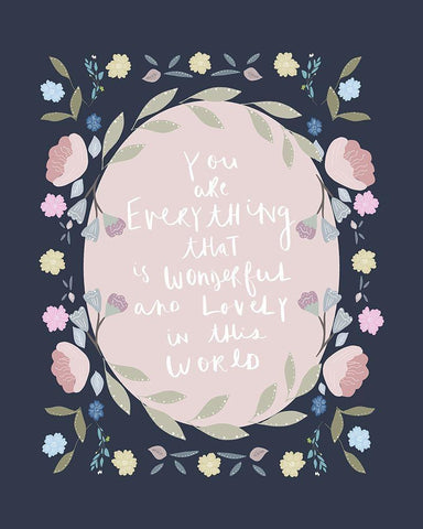 You Are Everything Navy White Modern Wood Framed Art Print with Double Matting by Straatsma, Leah