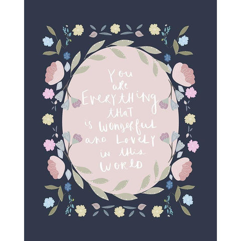 You Are Everything Navy White Modern Wood Framed Art Print by Straatsma, Leah