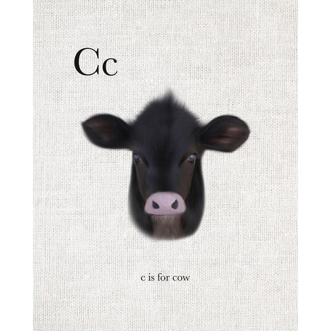 C is for Cow White Modern Wood Framed Art Print by Straatsma, Leah