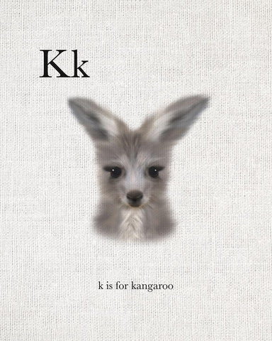 K is for Kangaroo Black Ornate Wood Framed Art Print with Double Matting by Straatsma, Leah