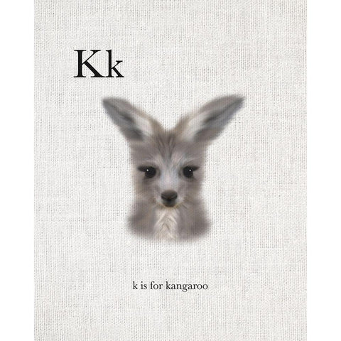 K is for Kangaroo Black Modern Wood Framed Art Print with Double Matting by Straatsma, Leah