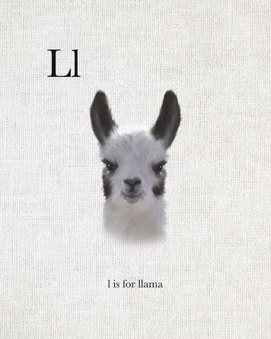 L is for Llama White Modern Wood Framed Art Print with Double Matting by Straatsma, Leah