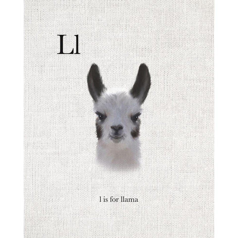 L is for Llama Black Modern Wood Framed Art Print with Double Matting by Straatsma, Leah