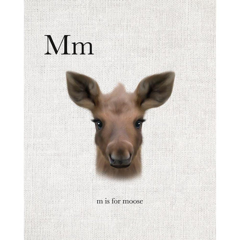 M is for Moose White Modern Wood Framed Art Print by Straatsma, Leah