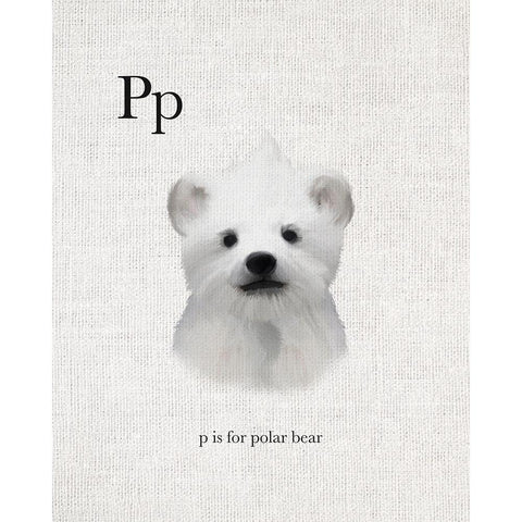 P is for Polar Bear Gold Ornate Wood Framed Art Print with Double Matting by Straatsma, Leah