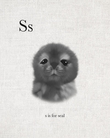 S is for Seal Black Ornate Wood Framed Art Print with Double Matting by Straatsma, Leah