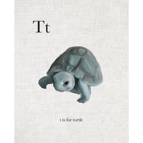 T is for Turtle White Modern Wood Framed Art Print by Straatsma, Leah