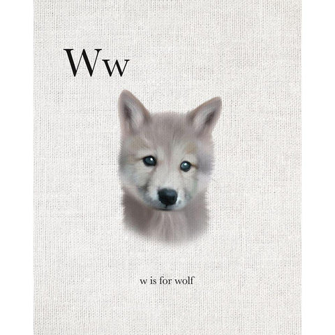 W is for Wolf Black Modern Wood Framed Art Print with Double Matting by Straatsma, Leah