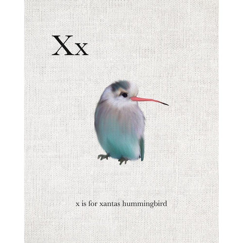 X is for Xantas Hummingbird Gold Ornate Wood Framed Art Print with Double Matting by Straatsma, Leah