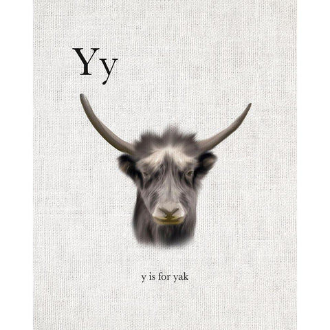 Y is for Yak White Modern Wood Framed Art Print by Straatsma, Leah