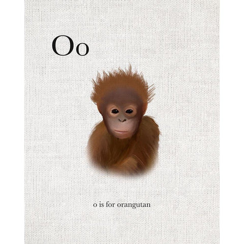 O is for Orangutan White Modern Wood Framed Art Print by Straatsma, Leah